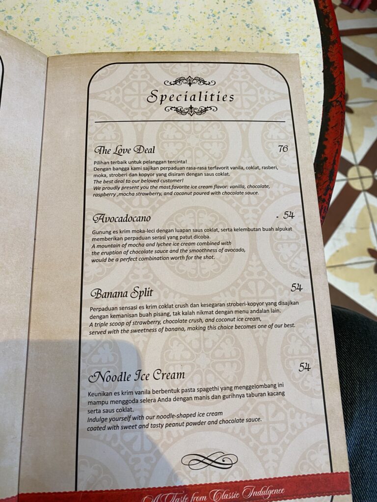 Ice Cream House of Zangrandi's Menu