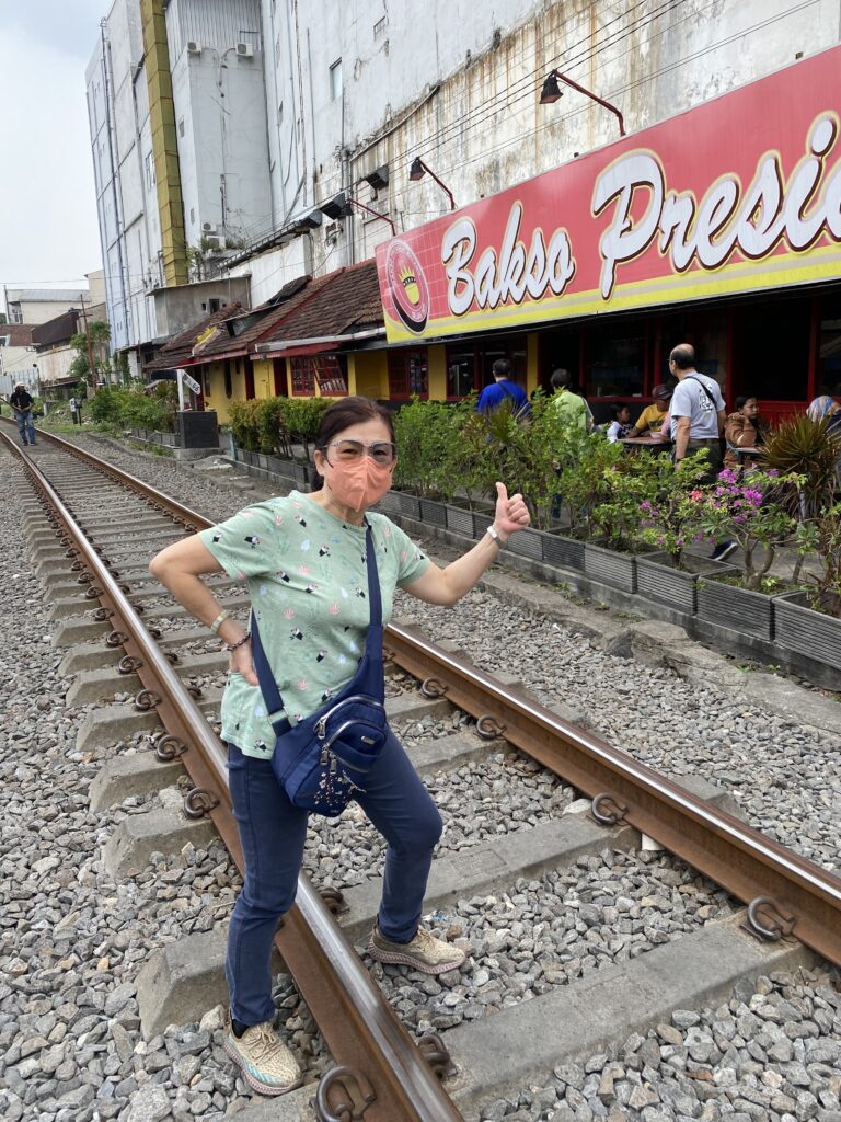 Bakso Malang President for lunch next to railway track