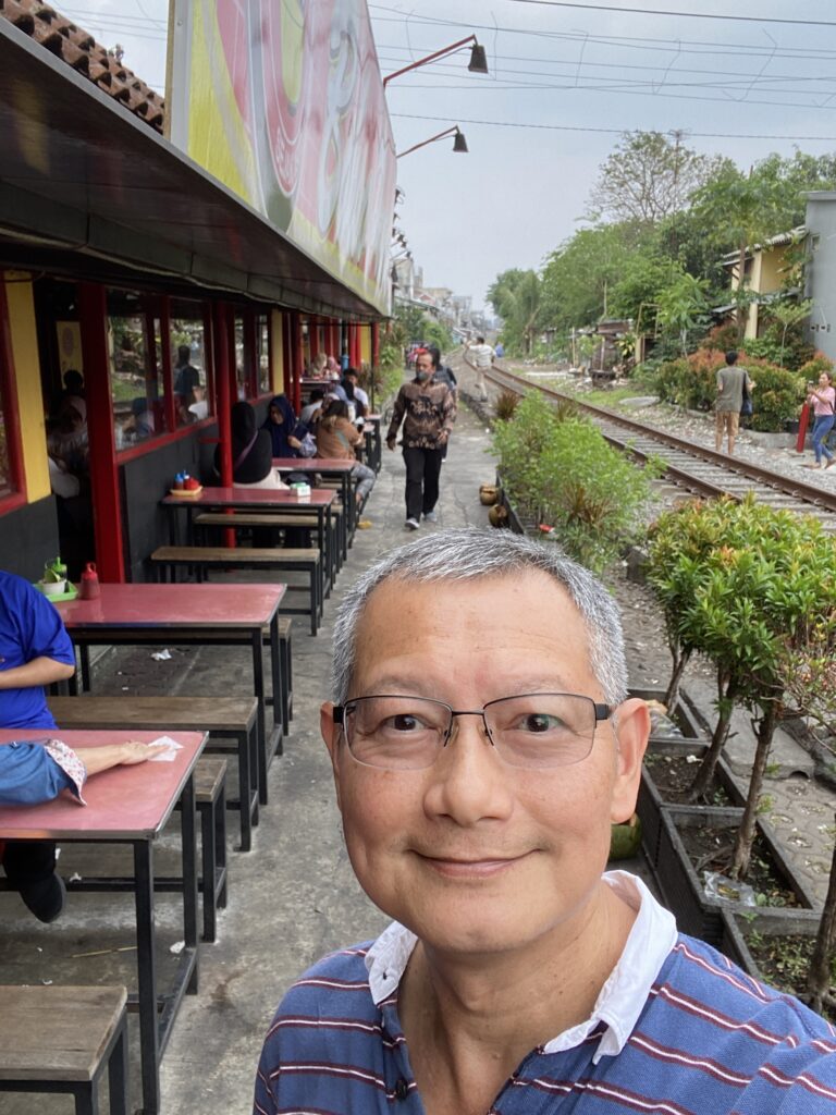 Bakso Malang President for lunch next to railway track