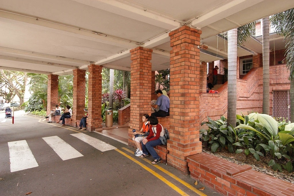 Before: National Library old red building entrance (1990)