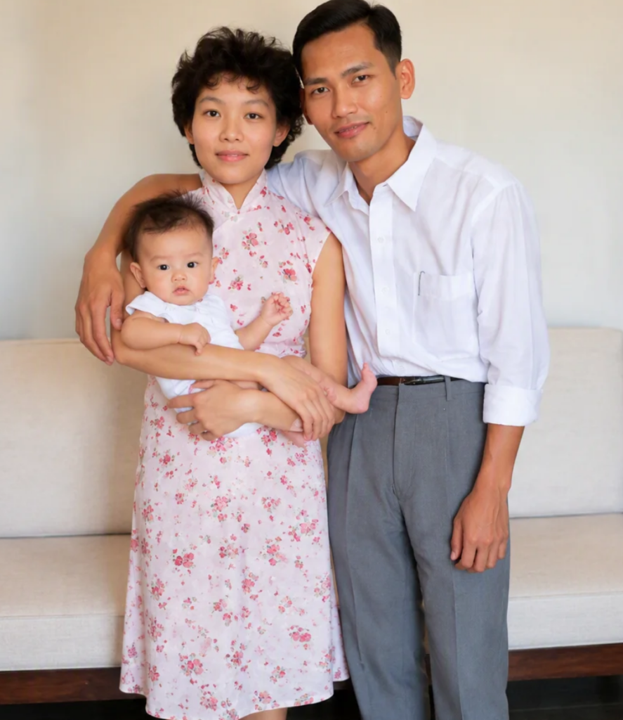 Chan Yee Keng with Woon Yew Thong and Woon Khai Boon (June 1960)