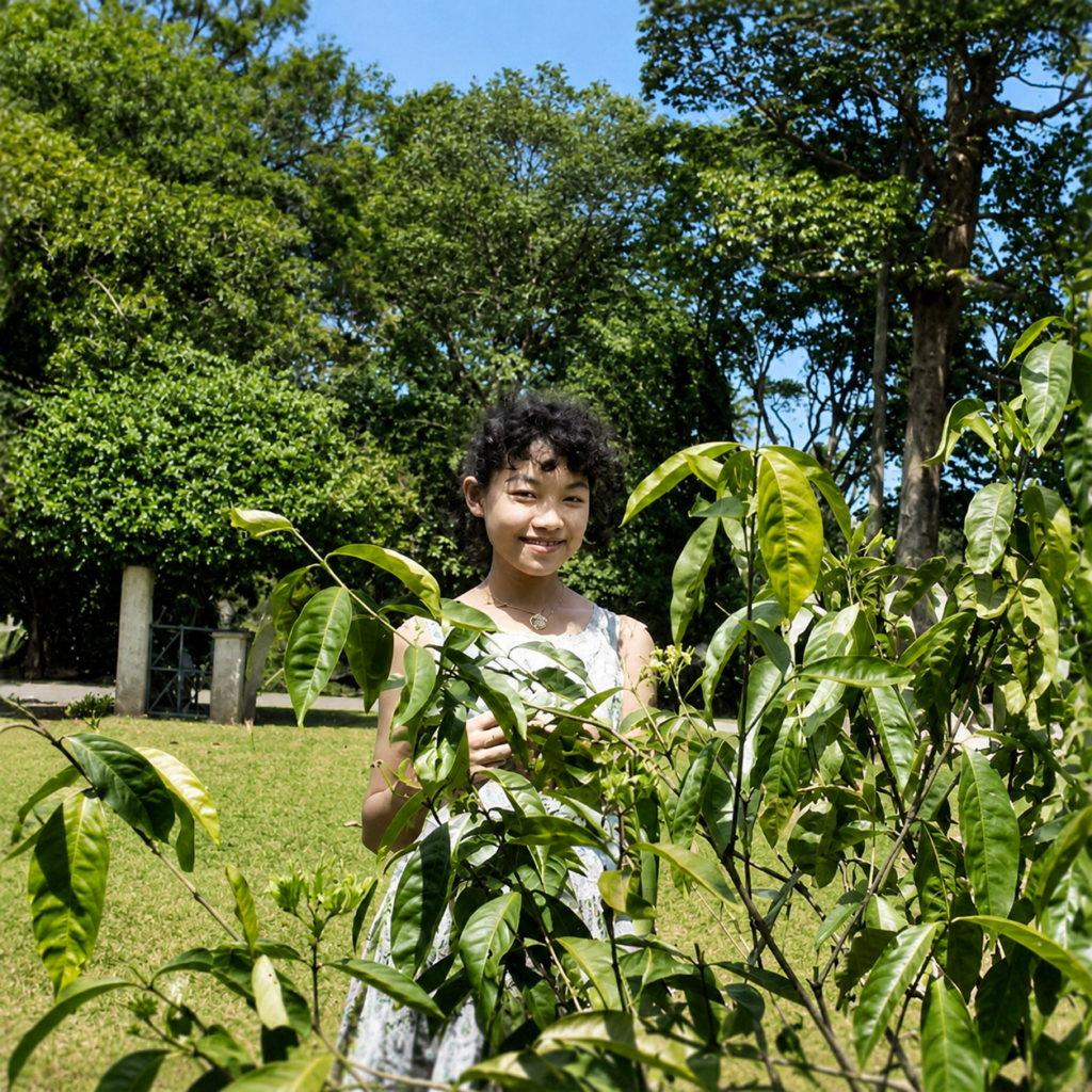 Chan Yee Keng at botanical garden (1957)
