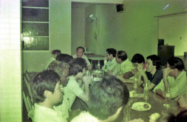 1974 Singapore Telecom Staff meeting - enjoying lunch (look at the bottle drinks closely)