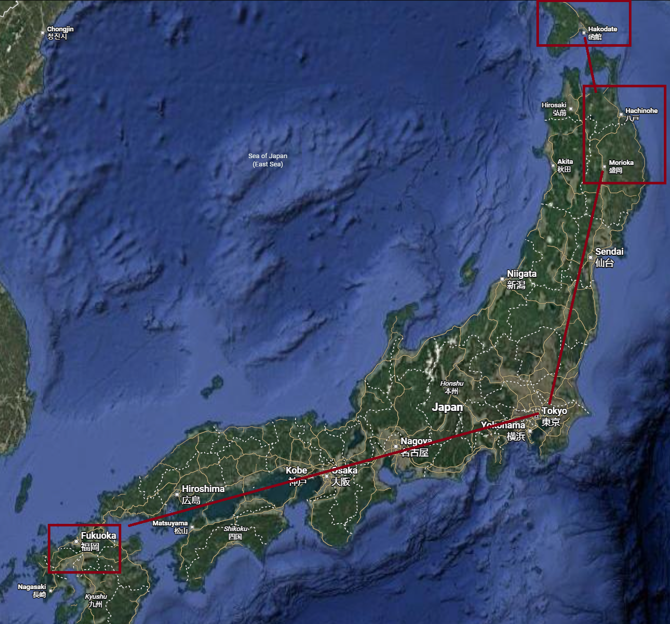From Fukuoka to Morioka to Hakodate