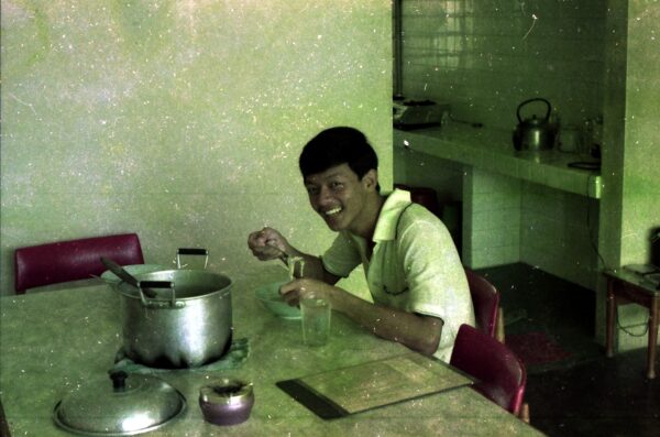 Having instant noodles for lunch