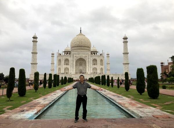 Standing at the waterway towards Taj Mahal, India