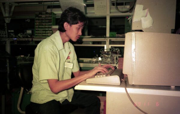 1989 Sally working at JVC