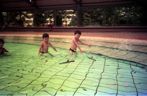 1990 - Derrick and Eric at Bukit Batok Swimming Pool