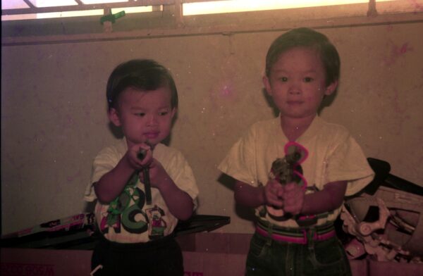 1990 Derrick and Eric at Ghim Moh Home