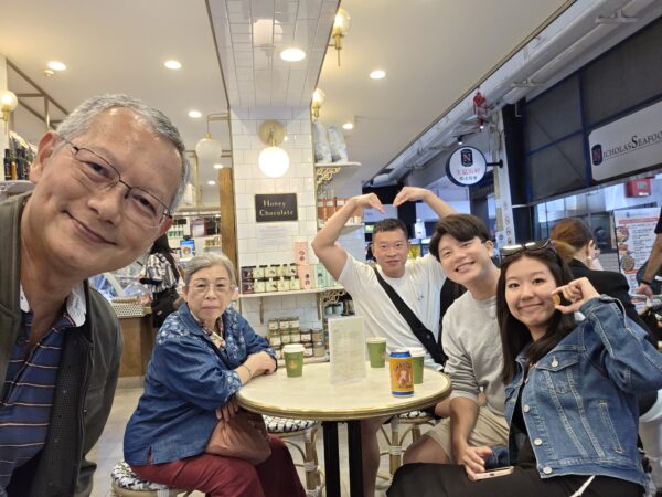 Enjoying Sydney's famous seafood market