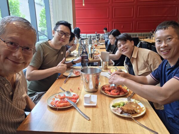 Enjoying our free flow seafood buffet lunch after wins at Sydney Casino
