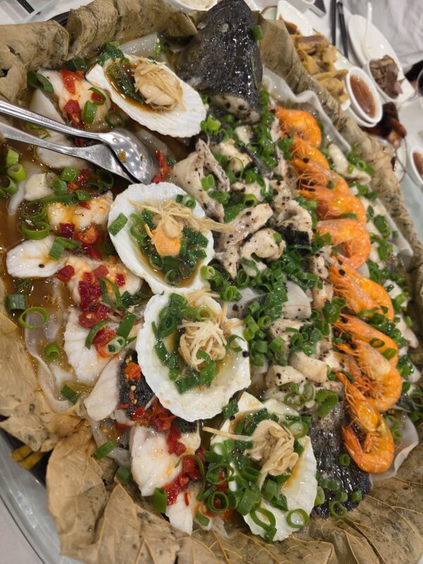 Traditional signature dish - a HUGE plate of seafood for 10 persons