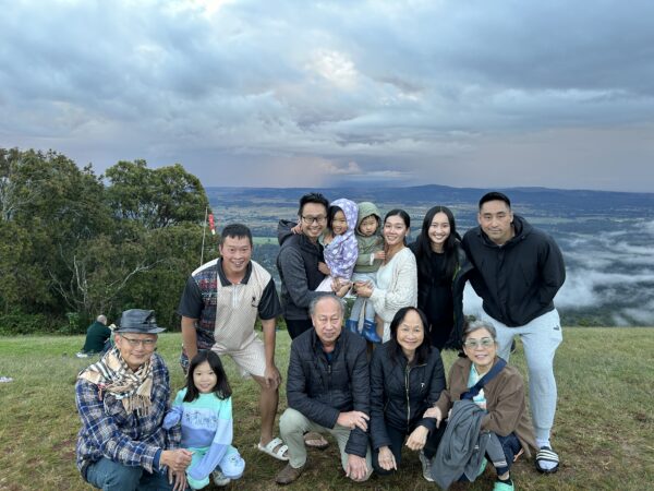 At Tamborine Lookout highest point with Kee family