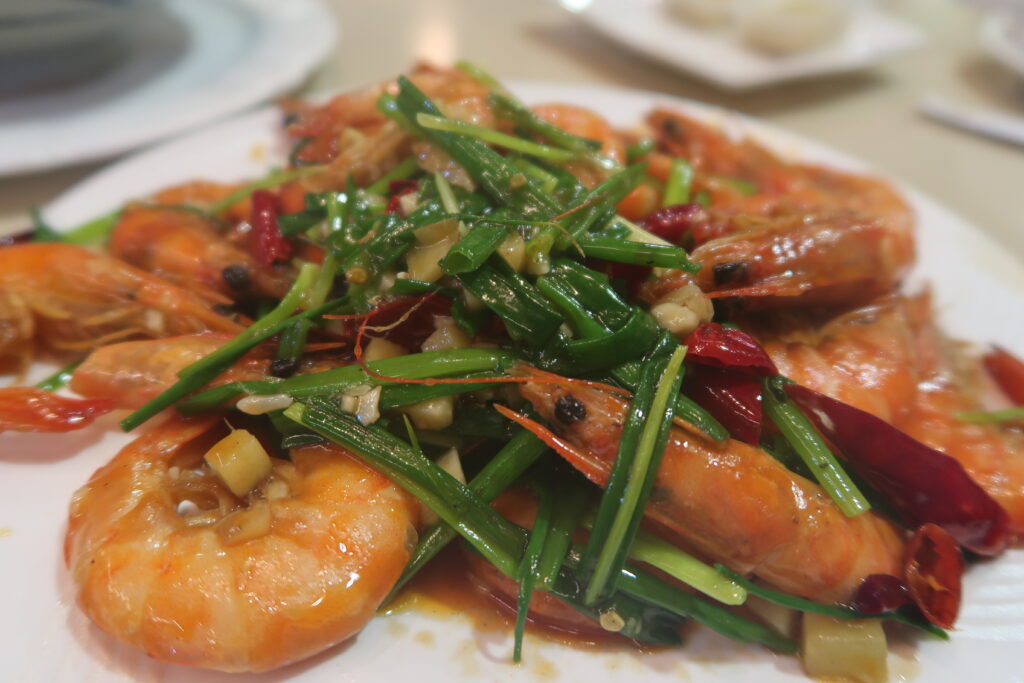 Must try the popular stir-fried river shrimps